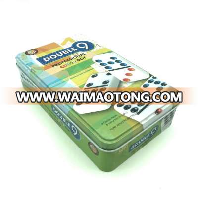 professional retangular double 9 diminoes tin box